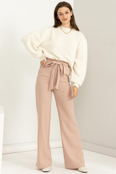 Seeking Sultry High-Waisted Tie Front Flared Pants - 1Caribbeanmall