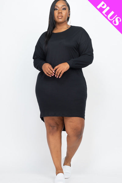 Plus Size Cozy High Low Dress (collective) - 1Caribbeanmall