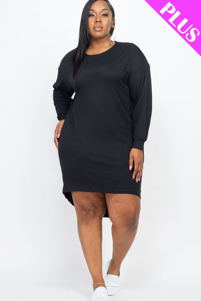 Plus Size Cozy High Low Dress (collective) - 1Caribbeanmall