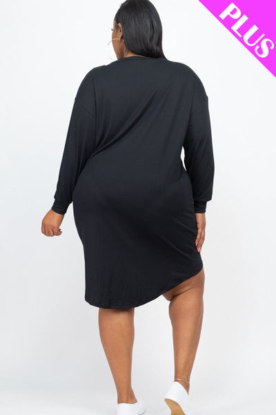 Plus Size Cozy High Low Dress (collective) - 1Caribbeanmall