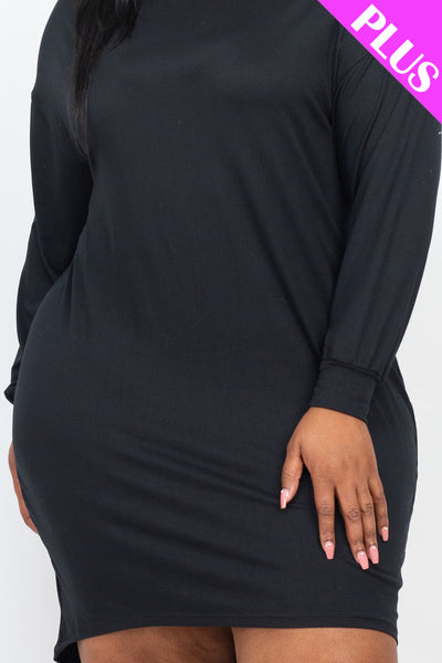 Plus Size Cozy High Low Dress (collective) - 1Caribbeanmall