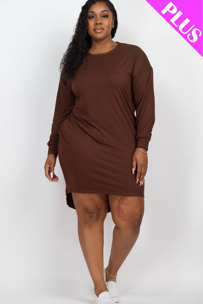 Plus Size Cozy High Low Dress (collective) - 1Caribbeanmall