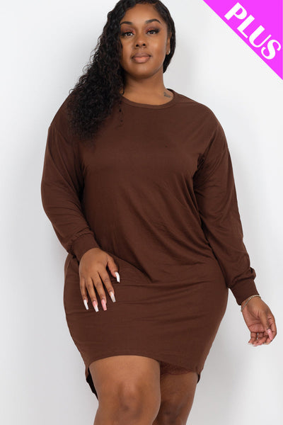 Plus Size Cozy High Low Dress (collective) - 1Caribbeanmall