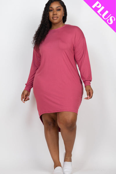 Plus Size Cozy High Low Dress (collective) - 1Caribbeanmall