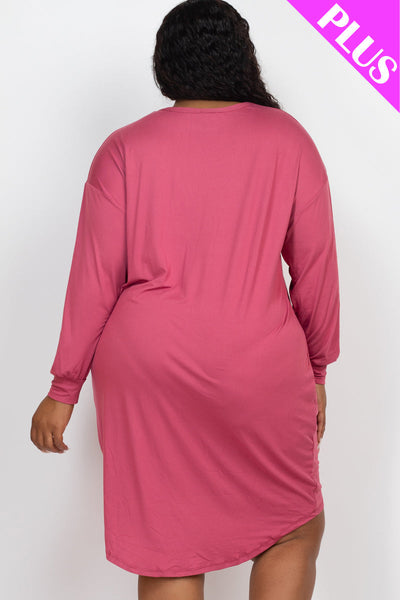 Plus Size Cozy High Low Dress (collective) - 1Caribbeanmall