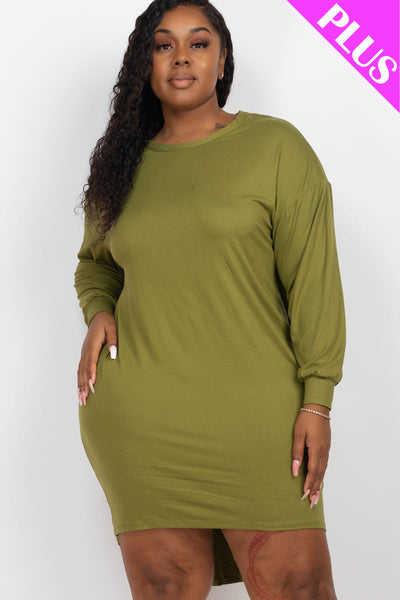 Plus Size Cozy High Low Dress (collective) - 1Caribbeanmall