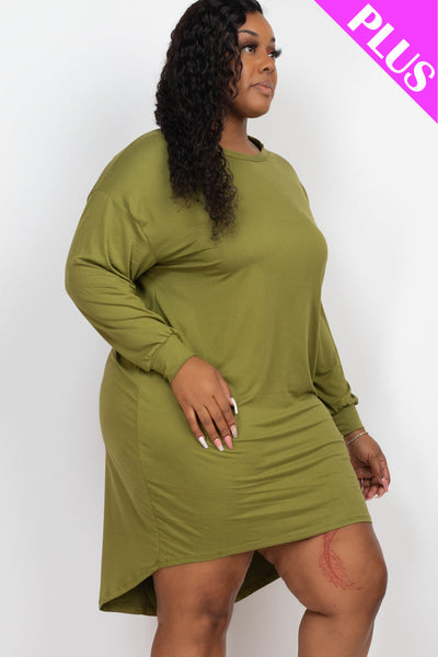 Plus Size Cozy High Low Dress (collective) - 1Caribbeanmall