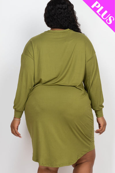 Plus Size Cozy High Low Dress (collective) - 1Caribbeanmall