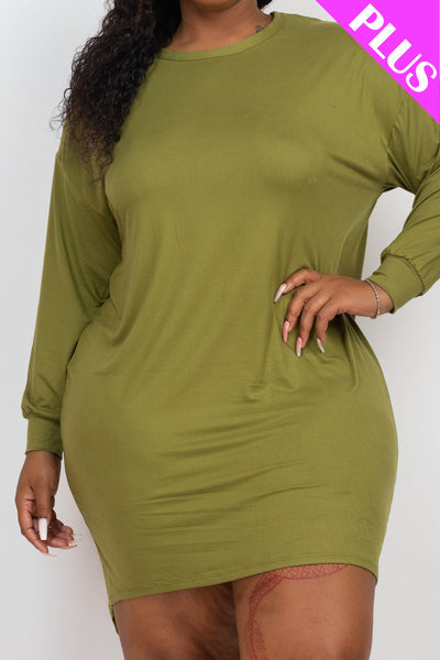 Plus Size Cozy High Low Dress (collective) - 1Caribbeanmall