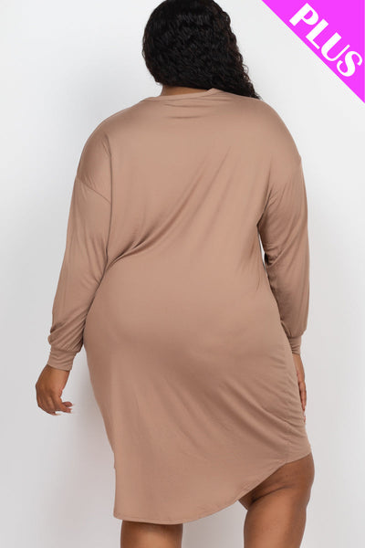 Plus Size Cozy High Low Dress (collective) - 1Caribbeanmall