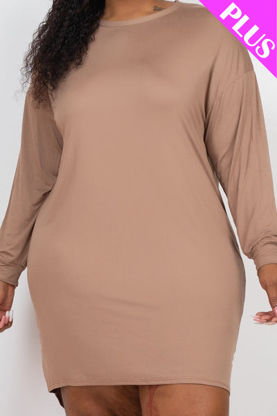 Plus Size Cozy High Low Dress (collective) - 1Caribbeanmall