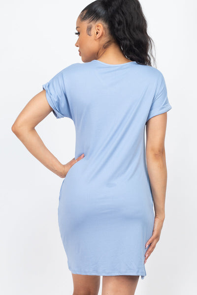 Cap Sleeve Pocket Mini Dress