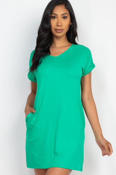 Cap Sleeve Pocket Mini Dress