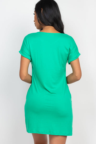 Cap Sleeve Pocket Mini Dress