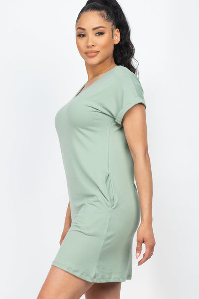 Cap Sleeve Pocket Mini Dress