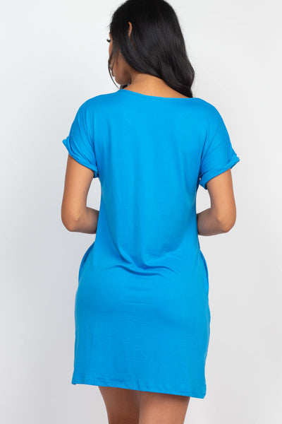 Cap Sleeve Pocket Mini Dress