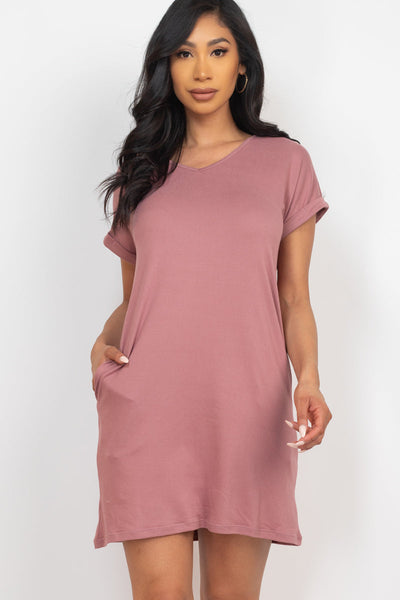 Cap Sleeve Pocket Mini Dress