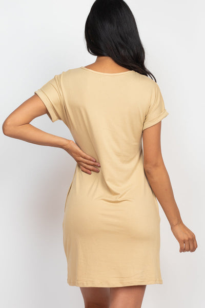 Cap Sleeve Pocket Mini Dress