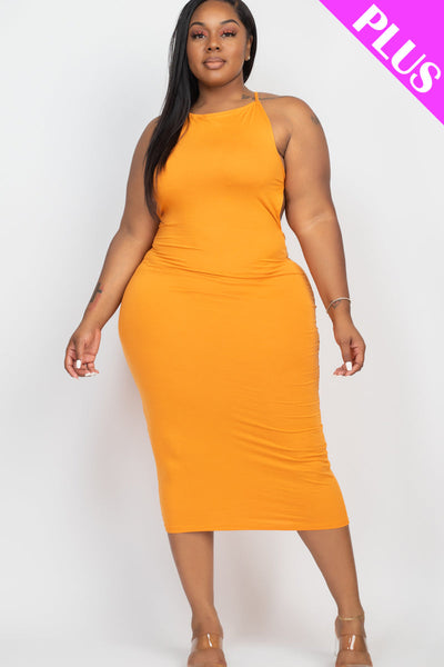 Plus Size Open Back Crisscross Maxi Dress (collective) - 1Caribbeanmall