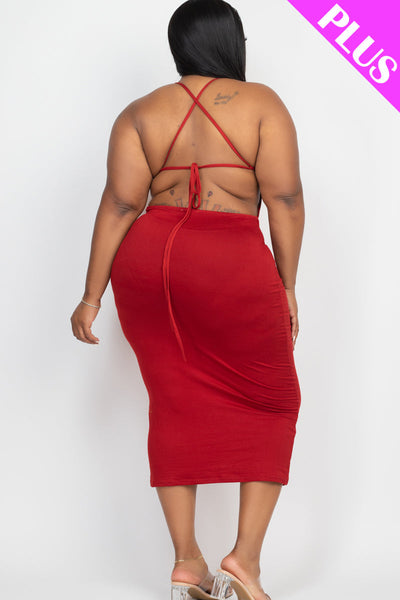 Plus Size Open Back Crisscross Maxi Dress (collective) - 1Caribbeanmall