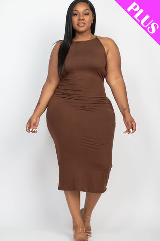 Plus Size Open Back Crisscross Maxi Dress (collective) - 1Caribbeanmall