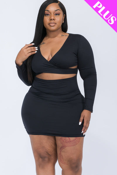 Plus Size Crisscross Cutout Front Mini Dress (collective) - 1Caribbeanmall