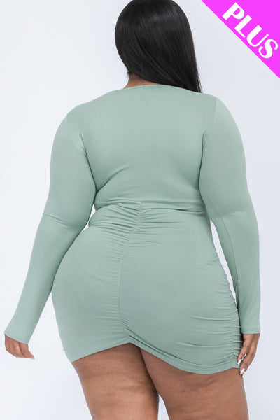 Plus Size Crisscross Cutout Front Mini Dress (collective) - 1Caribbeanmall