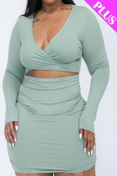 Plus Size Crisscross Cutout Front Mini Dress (collective) - 1Caribbeanmall