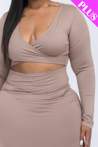 Plus Size Crisscross Cutout Front Mini Dress (collective) - 1Caribbeanmall