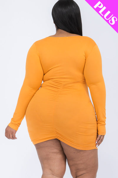 Plus Size Crisscross Cutout Front Mini Dress (collective) - 1Caribbeanmall