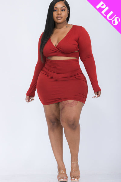 Plus Size Crisscross Cutout Front Mini Dress (collective) - 1Caribbeanmall