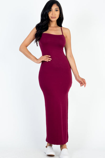 Crisscross Back Split Thigh Maxi Dress