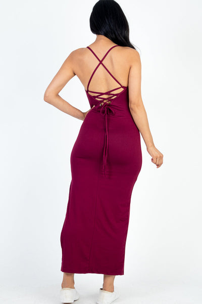 Crisscross Back Split Thigh Maxi Dress