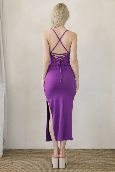 Crisscross Back Split Thigh Maxi Dress