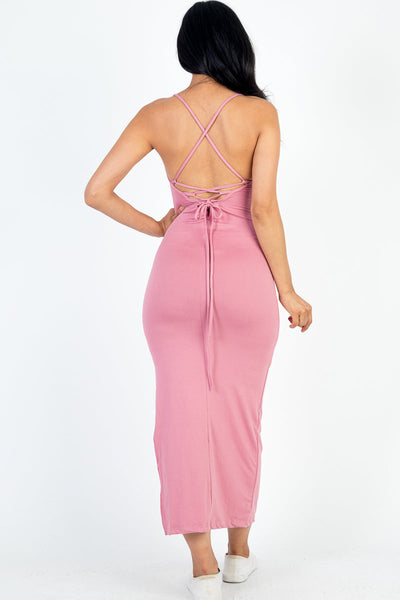 Crisscross Back Split Thigh Maxi Dress