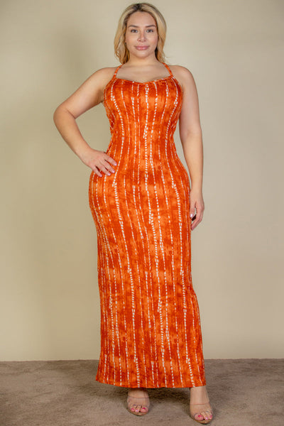 Plus Size Tie Dye Printed Cami Bodycon Maxi Dress (CAPELLA) - 1Caribbeanmall