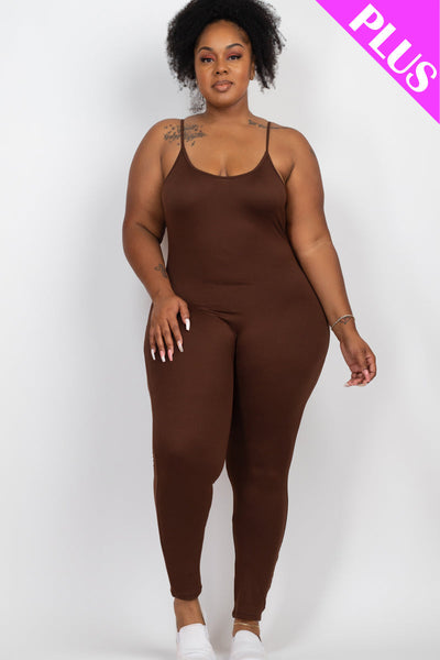 Plus Size Solid Bodycon Cami Jumpsuit (CAPELLA) - 1Caribbeanmall