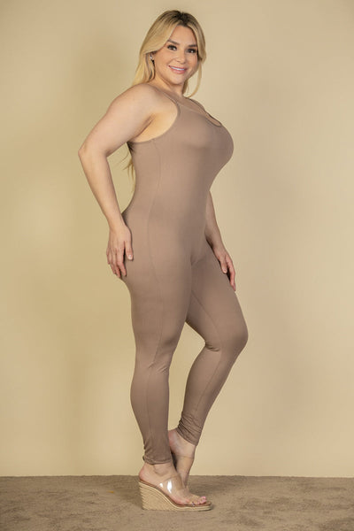 Plus Size Solid Bodycon Cami Jumpsuit (CAPELLA) - 1Caribbeanmall