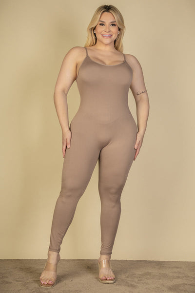 Plus Size Solid Bodycon Cami Jumpsuit (CAPELLA) - 1Caribbeanmall
