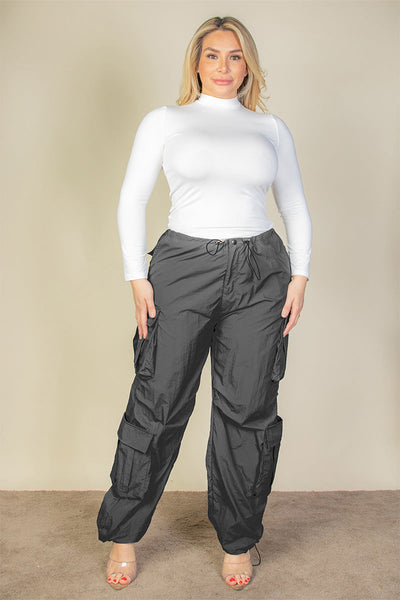 Plus Size Flap Pockets Drawstring Ruched Parachute Pants (CAPELLA) - 1Caribbeanmall