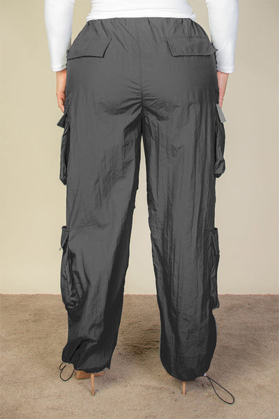 Plus Size Flap Pockets Drawstring Ruched Parachute Pants (CAPELLA) - 1Caribbeanmall