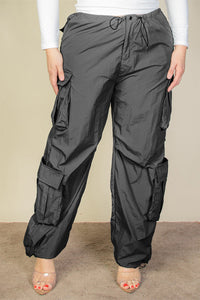 Plus Size Flap Pockets Drawstring Ruched Parachute Pants (CAPELLA) - 1Caribbeanmall