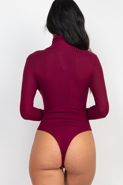 Ribbed Turtle Neck Long Sleeve Bodysuit (CAPELLA) - 1Caribbeanmall