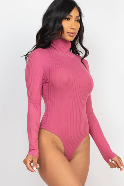 Ribbed Turtle Neck Long Sleeve Bodysuit (CAPELLA) - 1Caribbeanmall