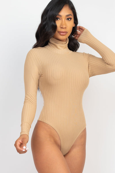 Ribbed Turtle Neck Long Sleeve Bodysuit (CAPELLA) - 1Caribbeanmall