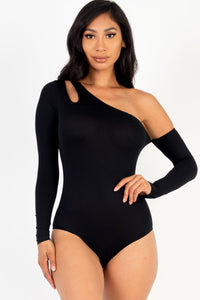 One Shoulder Cut Out Bodysuit - 1Caribbeanmall