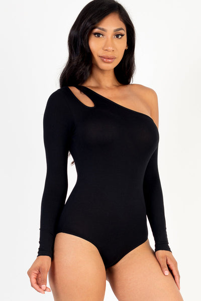 One Shoulder Cut Out Bodysuit - 1Caribbeanmall