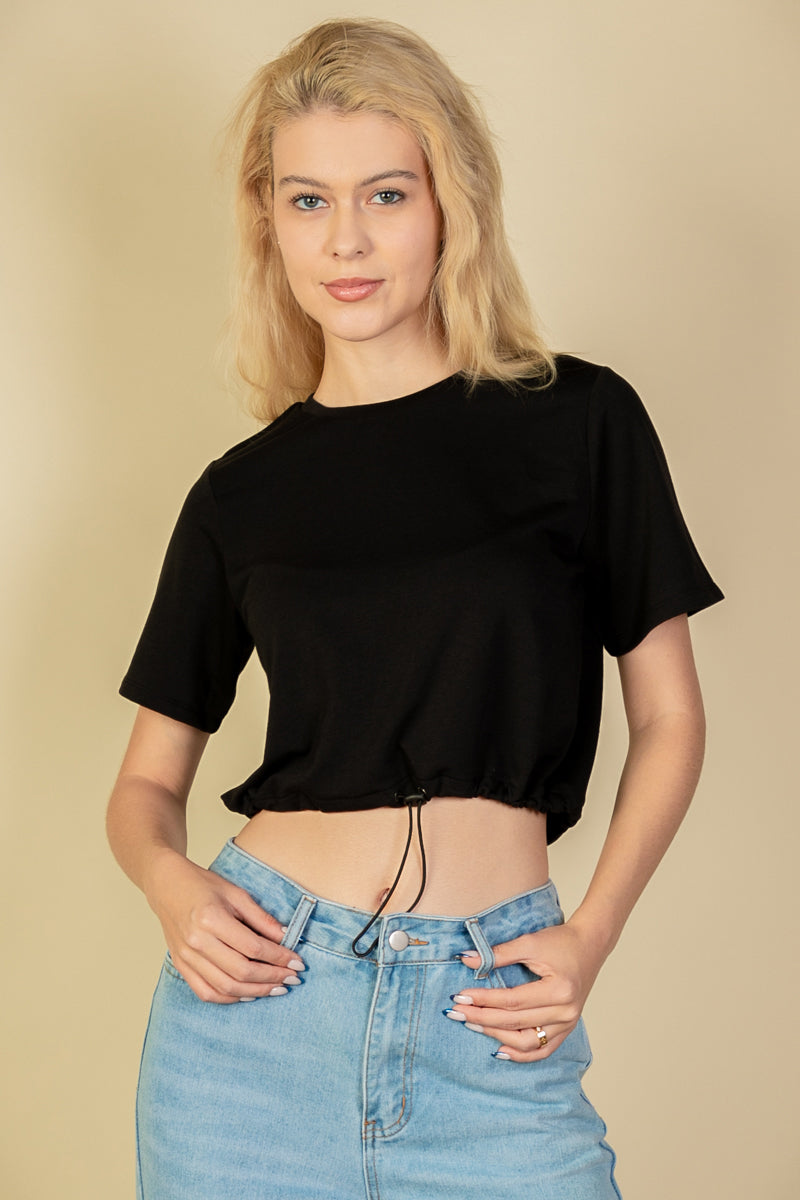 French Terry Toggle Drawstring Crop Top (collective) - 1Caribbeanmall