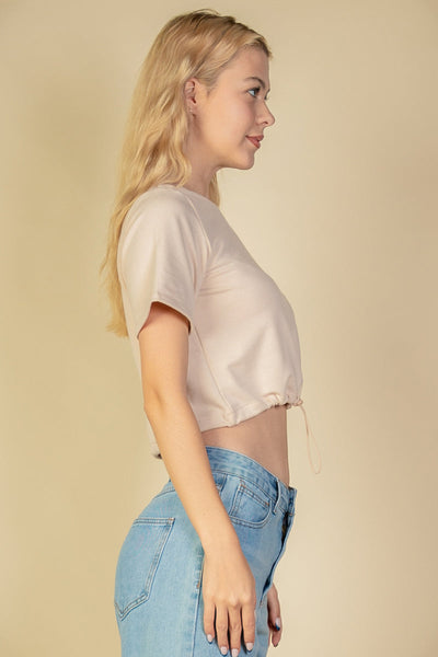 French Terry Toggle Drawstring Crop Top (collective) - 1Caribbeanmall