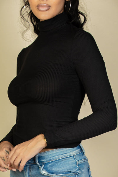 Ribbed Turtleneck Long Sleeve Top (CAPELLA) - 1Caribbeanmall